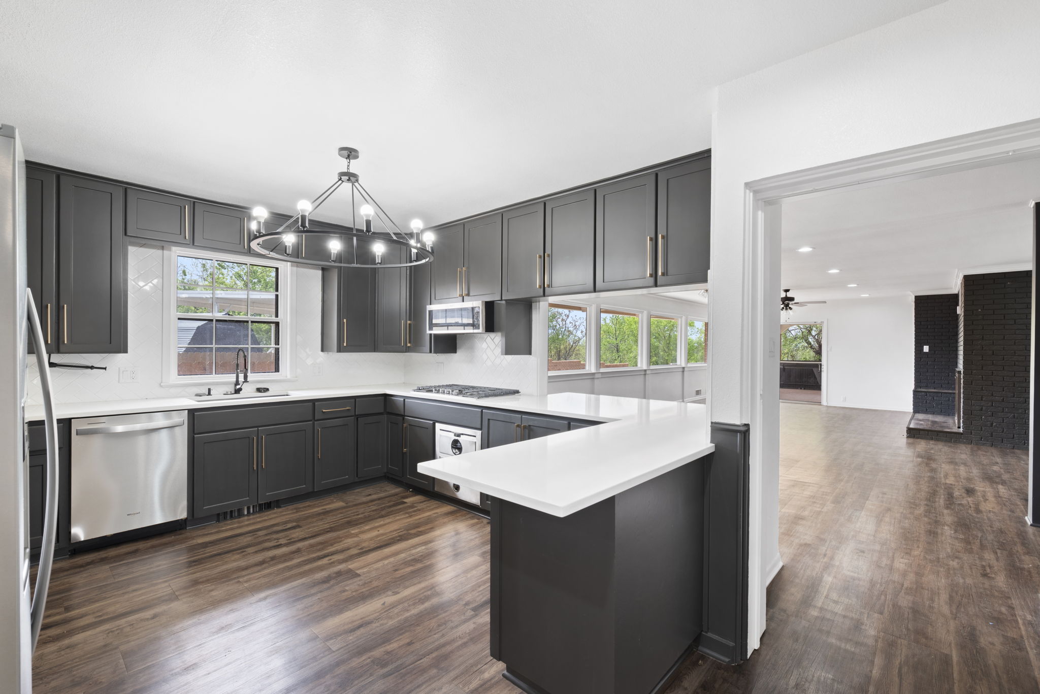Kitchen with dark cabinets